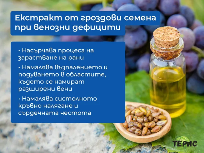 Екстракт от гроздови семена при венозни дефицити